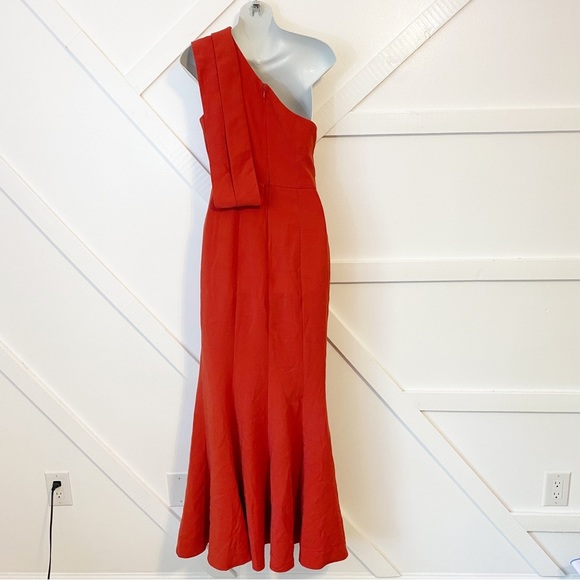C/Meo Collective Fragment One Shoulder Fit & Flare Sleeveless Gown Red Sz S - Picture 6 of 9